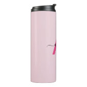 Hot Pink Modern Script Girly Monogram Naam Thermosbeker (Gedraaid links)