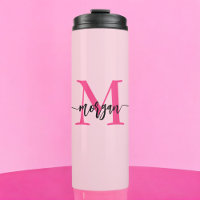 Hot Pink Modern Script Girly Monogram Naam