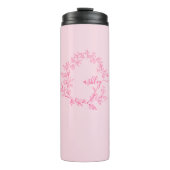 Hot Pink Modern Script Girly Monogram Naam Thermosbeker (Voorkant)