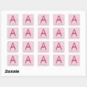 Hot Pink Modern Script Girly Monogram Naam Vierkante Sticker (Vel)