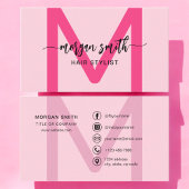 Hot Pink Modern Script Girly Monogram Naam Visitekaartje