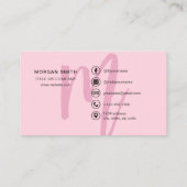 Hot Pink Modern Script Girly Monogram Naam Visitekaartje (Achterkant)