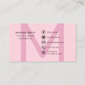 Hot Pink Modern Script Girly Monogram Naam Visitekaartje (Achterkant)
