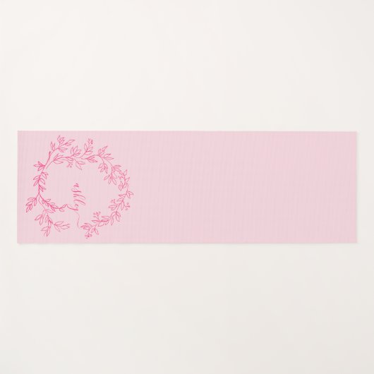 Hot Pink Modern Script Girly Monogram Naam Yogamat (Voorkant (horizontaal))