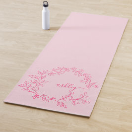 Hot Pink Modern Script Girly Monogram Naam Yogamat