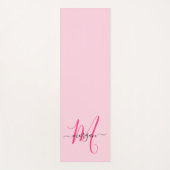Hot Pink Modern Script Girly Monogram Naam Yogamat (Voorkant)