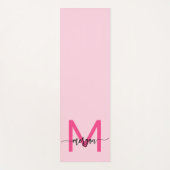 Hot Pink Modern Script Girly Monogram Naam Yogamat (Voorkant)