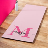 Hot Pink Modern Script Girly Monogram Naam Yogamat