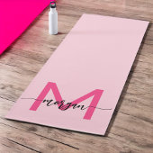 Hot Pink Modern Script Girly Monogram Naam Yogamat