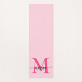 Hot Pink Modern Script Girly Monogram Naam Yogamat (Voorkant)