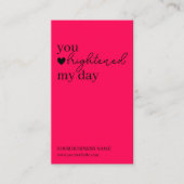 Hot Pink Modern Script QR-code, bedankt Visitekaartje (Voorkant)