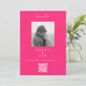 Hot Pink Modern Simplicity B/W Photo Save The Date (Staand voorkant)
