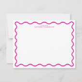 Hot Pink Modern Wavy Border Note Card Kaart (Voorkant)