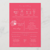Hot Pink Modern Wedding Infographic Programma Programmakaart (Achterkant)