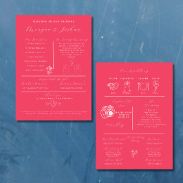 Hot Pink Modern Wedding Infographic Programma Programmakaart