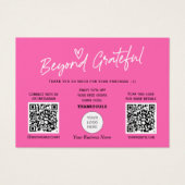 Hot Pink Moderne Script QR-code voor script bedank Visitekaartje (Voorkant)
