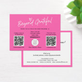 Hot Pink Moderne Script QR-code voor script bedank Visitekaartje (Bureau)