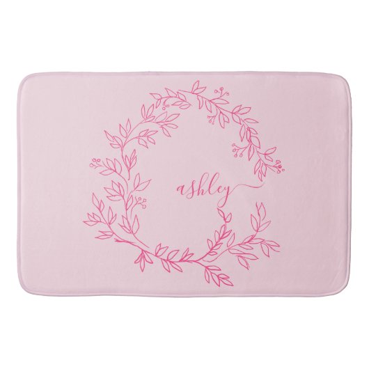 Hot Pink Monogram Dorm Room voor meisjes Badmat (Voorkant)