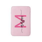 Hot Pink Monogram Dorm Room voor meisjes Badmat (Voorkant Verticaal)