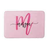 Hot Pink Monogram Dorm Room voor meisjes Badmat (Voorkant)