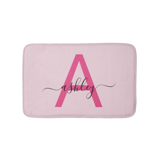 Hot Pink Monogram Dorm Room voor meisjes Badmat (Voorkant)