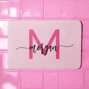Hot Pink Monogram Dorm Room voor meisjes Badmat