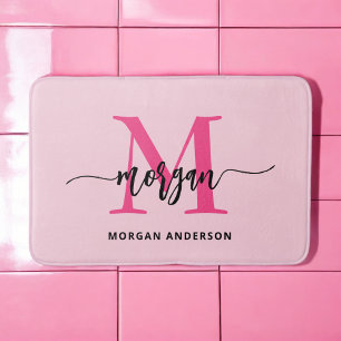 Hot Pink Monogram Dorm Room voor meisjes Badmat