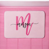 Hot Pink Monogram Dorm Room voor meisjes Badmat