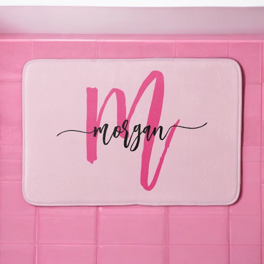 Hot Pink Monogram Dorm Room voor meisjes Badmat