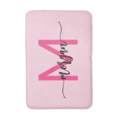 Hot Pink Monogram Dorm Room voor meisjes Badmat (Voorkant Verticaal)