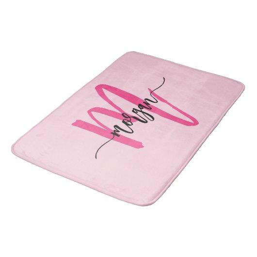 Hot Pink Monogram Dorm Room voor meisjes Badmat (Gekanteld)