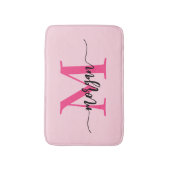 Hot Pink Monogram Dorm Room voor meisjes Badmat (Voorkant Verticaal)