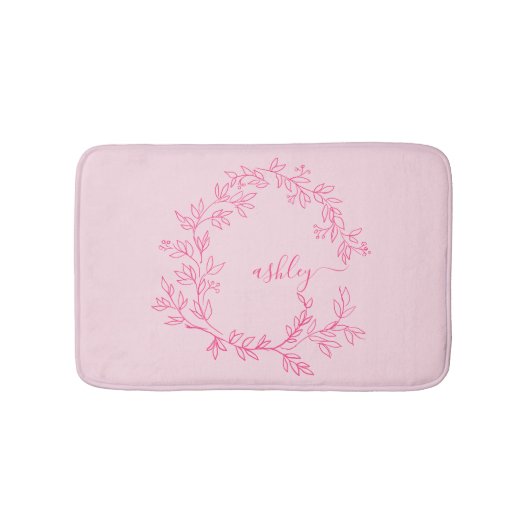 Hot Pink Monogram Dorm Room voor meisjes Badmat (Voorkant)