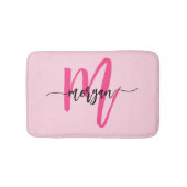 Hot Pink Monogram Dorm Room voor meisjes Badmat (Voorkant)