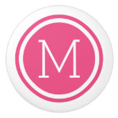 Hot Pink Monogram gepersonaliseerde ladeknop Keramische Knop (Voorkant)