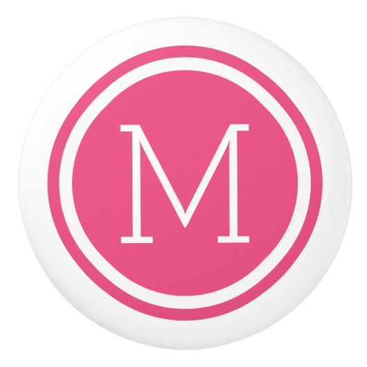 Hot Pink Monogram gepersonaliseerde ladeknop Keramische Knop (Voorkant)