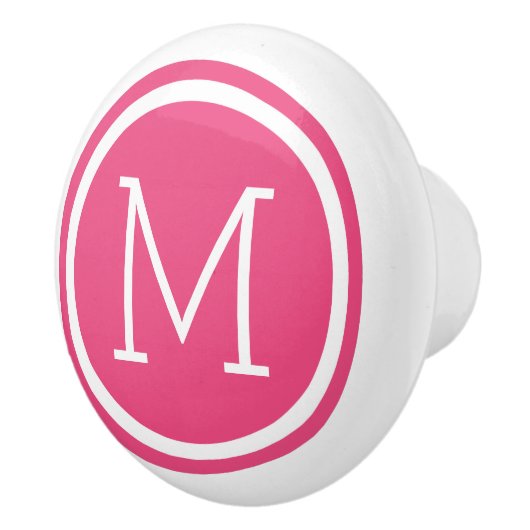 Hot Pink Monogram gepersonaliseerde ladeknop Keramische Knop (Rechts)