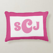Hot Pink Monogram Girly Accent Kussen (Voorkant)