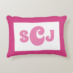 Hot Pink Monogram Girly Accent Kussen