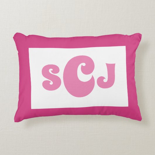 Hot Pink Monogram Girly Accent Kussen (Voorkant)