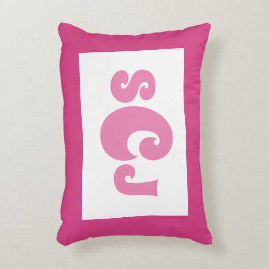 Hot Pink Monogram Girly Accent Kussen (Voorkant(Verticaal))