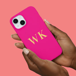 Hot Pink Monogram Initialen iPhone 15 Case