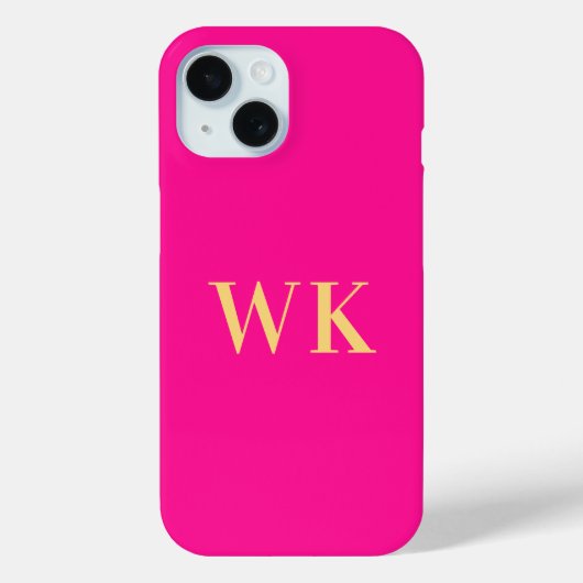 Hot Pink Monogram Initialen Case-Mate iPhone Case (Achterkant)