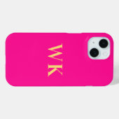 Hot Pink Monogram Initialen Case-Mate iPhone Case (Achterkant (horizontaal))