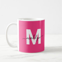Hot Pink Monogram Koffiemok