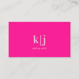 Hot Pink Monogram Makeup Artist Visitekaartje