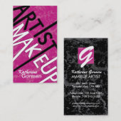 Hot PInk Monogram Makeup Artistische Visitekaartje (Voorkant / Achterkant)