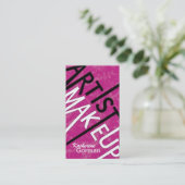 Hot PInk Monogram Makeup Artistische Visitekaartje (Staand voorkant)