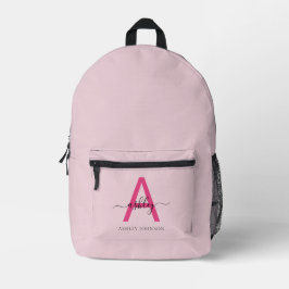 Hot Pink Monogram Meisje Terug naar school Bedrukte Rugzak