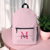 Hot Pink Monogram Meisje Terug naar school Bedrukte Rugzak